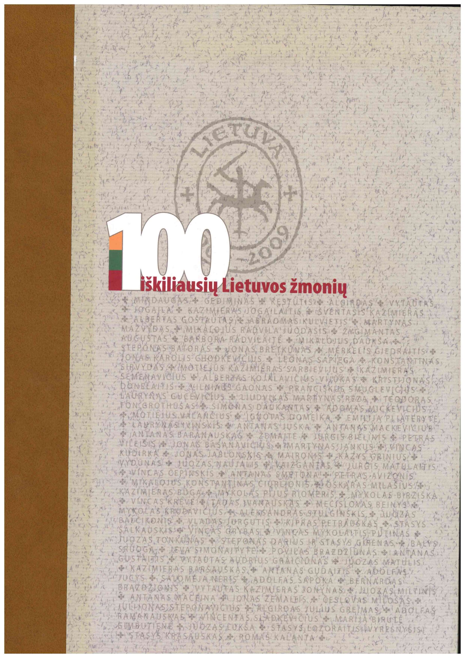 100 iškiliausių Lietuvos žmonių, 2009
